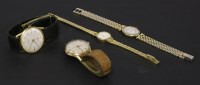 Lot 178 - A gentleman's gold plated Rone Incabloc mechanical strap watch with subsidiary dial and gilt baton numerals in box