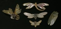 Lot 110 - A French Art Nouveau carved horn moth brooch