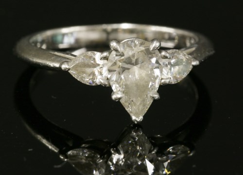 Lot 322 - A platinum three stone diamond Tiffany ring