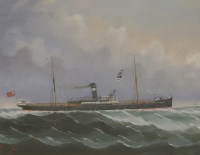 Lot 198 - Kong Wein (19th century)
THE STEAMSHIP 'MONSORRI' AT SEA
Signed and inscribed 'Calcutta' l.l.