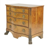 Lot 387 - A Napoleon III burr walnut serpentine commode chest of four graduated drawers