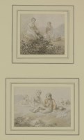 Lot 175 - Anthony Devis (1729-1817) 
A MOTHER WITH HER CHILDREN AND DOG ON A HILLOCK;
CHILDREN IN A MEADOW WITH A DOG 
Two