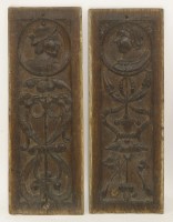 Lot 299 - A pair of carved oak panels
