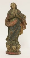 Lot 321 - A pine and limed wood carving of the Madonna