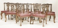 Lot 411 - A set of twelve Chippendale Revival mahogany dining chairs