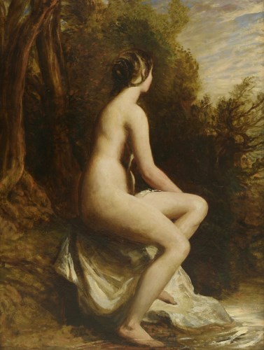 Lot 247 - William Etty RA (1787-1849)
A SEATED NUDE IN A WOODED LANDSCAPE
Oil on panel
67 x 50cm