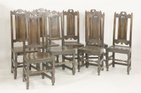 Lot 301 - An harlequin set of eight oak chairs