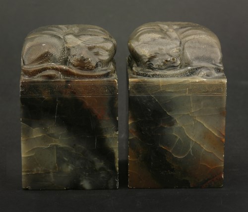 Lot 129 - A pair of Chinese soapstone seals