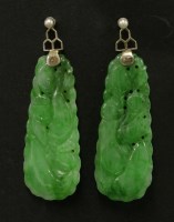 Lot 130 - A pair of Chinese jadeite earrings
