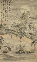 Lot 384 - Two Chinese gouache hanging scrolls