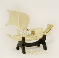 Lot 391 - A Chinese ivory junk boat