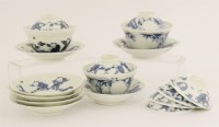 Lot 288 - Three Japanese Hirado ware blue and white tea bowls