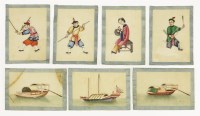 Lot 280 - Seven small Chinese pith paper paintings