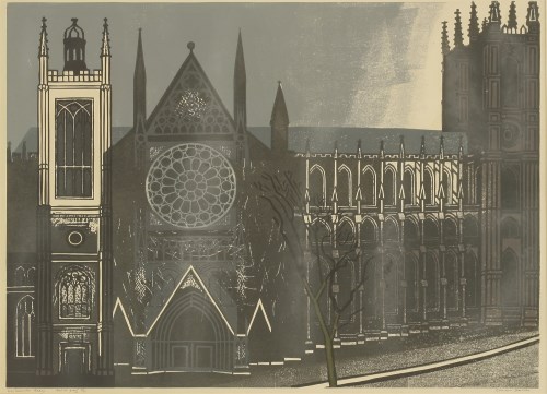 Lot 14 - Edward Bawden RA (1903-1989)
'WESTMINSTER ABBEY'
Linocut printed in colours