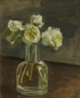 Lot 297 - Ken Howard RA (b.1932)
A STILL LIFE OF FLOWERS IN A GLASS VASE
Signed l.r.