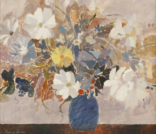 Lot 265 - Fredrick Warwick (?)
A STILL LIFE OF FLOWERS IN A BLUE VASE
Indistinctly signed l.l.