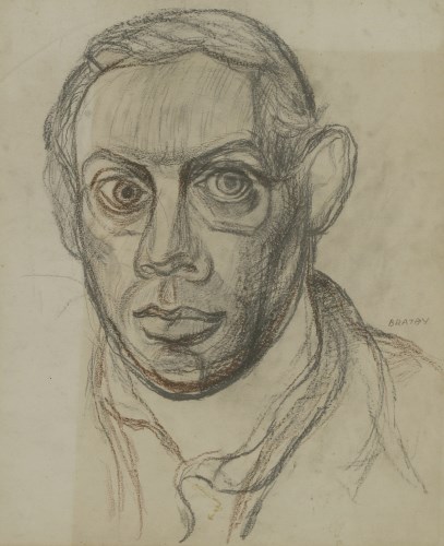 Lot 129 - John Bratby RA (1928-1992)
PORTRAIT OF THE ARTIST AS A YOUNG MAN
Signed c.r.