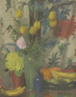 Lot 207 - Alfred Wolmark (1877-1961)
STILL LIFE OF FLOWERS IN A VASE AND FRUIT ON A TABLE
Oil on canvas
51 x 41cm

*Artist's Resale Right may apply to this lot.