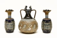 Lot 339 - A stoneware Doulton Lambeth twin handled vase