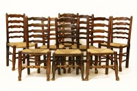 Lot 837 - A set of eight Lancashire ladder back chairs