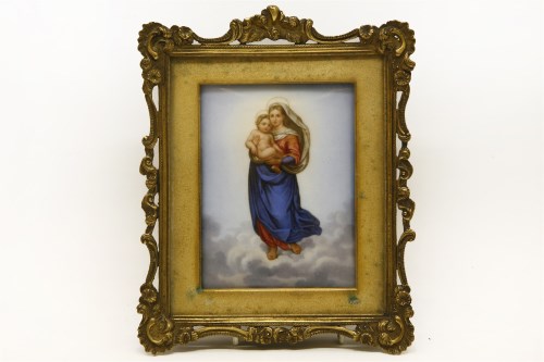 Lot 371 - A small Madonna and child on porcelain panel