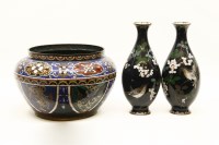 Lot 616 - A pair of Chinese cloisonne vases