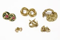 Lot 234 - Six pairs of assorted gold earrings