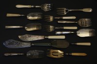 Lot 534 - Eleven Victorian and Edwardian silver plated fish serving forks