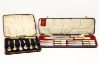 Lot 326 - Two cased souvenir sets of 1937 Coronation cutlery: six grapefruit spoons and a knife; six tea knives and two further