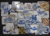 Lot 531 - Thirty-seven Delft 18th century and later tiles