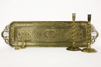 Lot 469 - An Eastern brass tray
