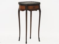 Lot 850 - French marble topped side table with single drawer