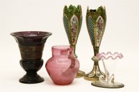 Lot 587 - A pair of Bohemian glass posy vases