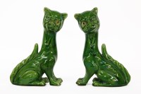 Lot 383 - A pair of Watcombe Green pottery winking cats