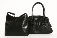 Lot 396 - A BettiyJackson black leather large shoulder handbag with gilt hardware