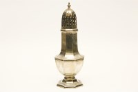 Lot 318 - A silver caster of faceted form