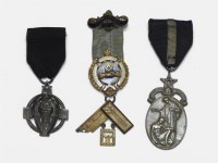 Lot 276 - Three silver masonic jewels presented to G.S. Haigh