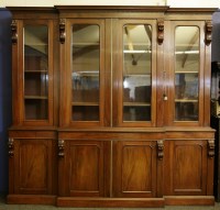 Lot 752 - A Victorian mahogany breakfront glazed bookcase