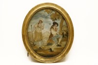 Lot 668 - A Georgian oval silk of a shepherd and shepherdess