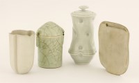Lot 363 - A collection of four studio ceramics:
a lidded vessel