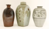 Lot 371 - A large glazed shouldered vase and cover