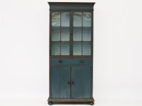 Lot 709 - A blue painted bookcase cabinet