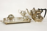 Lot 517 - A silver plated four piece tea set