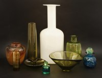 Lot 617 - Four Holmegaard green-tinted items