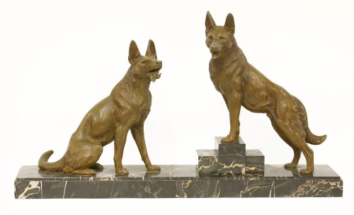 Lot 186 - An Art Deco spelter group of two Alsatians