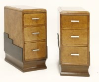 Lot 205 - A pair of Art Deco burr walnut bedside chests