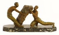 Lot 148 - An Art Deco spelter and marble centrepiece