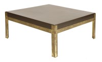 Lot 549 - A French brass and leather-mounted coffee table
