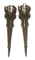 Lot 495 - A pair of French iron wall lights