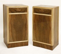Lot 199 - A pair of Art Deco walnut bedside cupboards